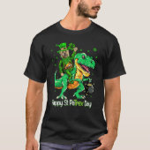 Cairn Terrier Riding Dinosaur Patricks Day Shamroc Tシャツ (正面)
