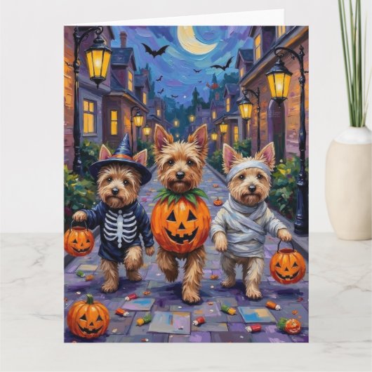 Cairn Terrier Trick-or-Treating Halloween Costumes カード (正面)