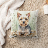 Cairn Terrier Watercolor Pebble Pattern Art クッション (ブランケット)