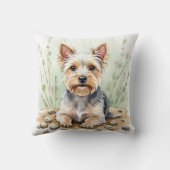 Cairn Terrier Watercolor Pebble Pattern Art クッション (裏面)