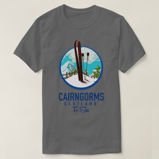 Cairngormsスコットランドからスキー Tシャツ (デザイン正面)
