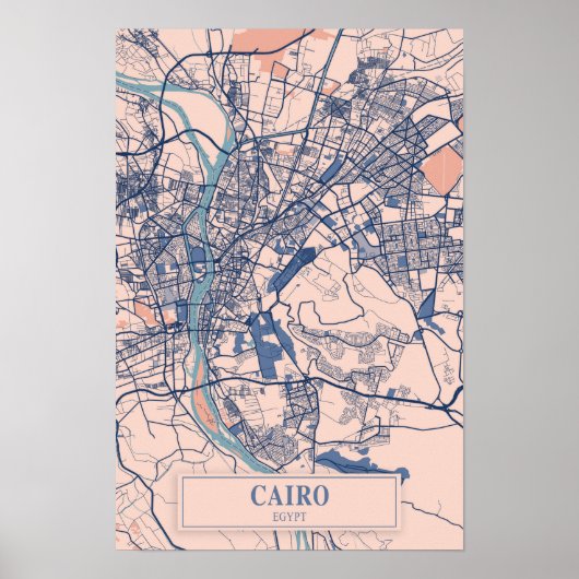 Cairo Egypt Breezy City Map Travel ポスター (正面)