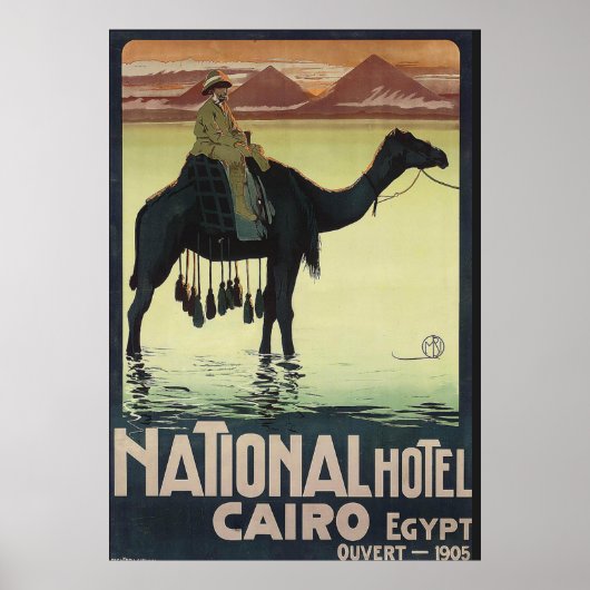 Cairo Egypt Vintage Pyramid Camel Poster ポスター (正面)