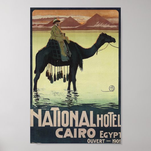 Cairo Egypt Vintage Pyramid Camel Poster ポスター (正面)