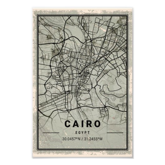 Cairo map print poster canvas | Egypt フォトプリント (正面)