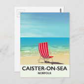 Caister-on-Sea海辺の旅行ポスター ポストカード (正面/裏面)