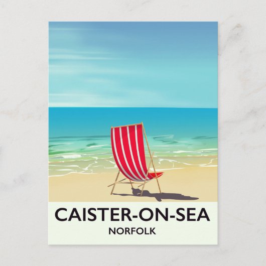 Caister-on-Sea海辺の旅行ポスター ポストカード (正面)