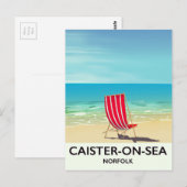 Caister-on-Sea 海辺の旅行ポスター ポストカード (正面/裏面)