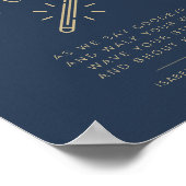 CAITLINネイビーと金ゴールドラブグロー結婚のサイン ポスター (角)