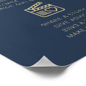 CAITLINネイビー&金ゴールド結婚ズのビデオブースサイン ポスター (角)