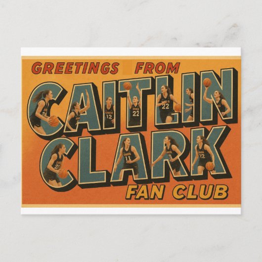 Caitlin Clark ファンクラブ ヴィンテージスタイル ポストカード (正面)