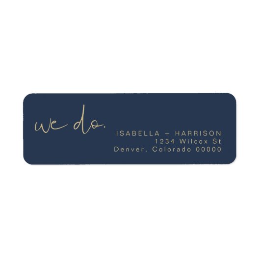 CAITLIN Edgy Modern Navy and Gold Return Address ラベル (正面)
