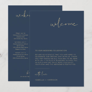 CAITLIN Navy モダン Welcome Letterタイムラインカード メニュー