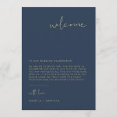CAITLIN Navy モダン Welcome Letterタイムラインカード メニュー (正面)