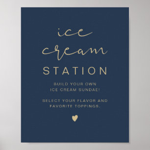 CAITLIN Navy and Gold Modern Ice Cream Station ポスター
