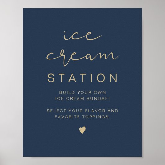 CAITLIN Navy and Gold Modern Ice Cream Station ポスター (正面)