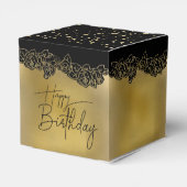 Caja de regalo dorada  con flor para cumple フェイバーボックス (裏面サイド)