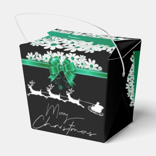 Caja de regalo para navidad con cinta verde フェイバーボックス (裏面サイド)