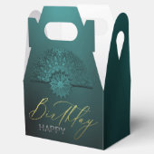 caja de regalo turquesa con decoración de cumple フェイバーボックス (オープン)