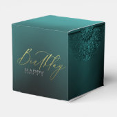 caja de regalo turquesa con decoración de cumple フェイバーボックス (裏面サイド)