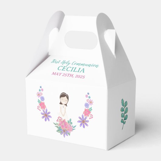 Caja de regalos CECILIA Primera Comunión フェイバーボックス (正面サイド)