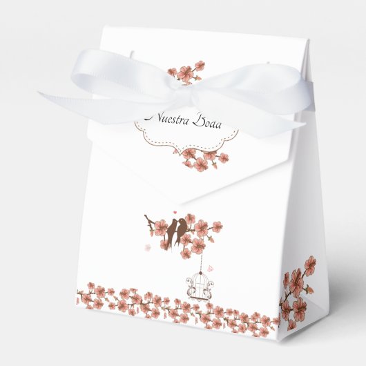 Caja para recuerdo de Bodas, Pajaritos y flores フェイバーボックス (正面サイド)