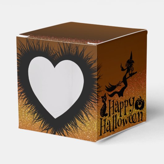Caja para regalo con corazón y feliz Halloween フェイバーボックス (正面サイド)