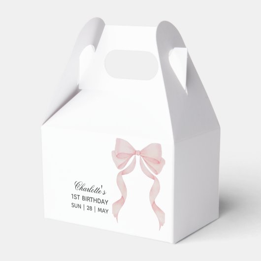 Caja para regalos pink bow 1st birthday フェイバーボックス (正面サイド)