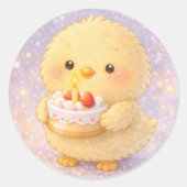 Cake Alma Chick Cute Birthday Sticker ラウンドシール (正面)