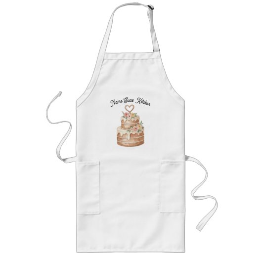 Cake Apron - Custom Name Baker Gift ロングエプロン (正面)