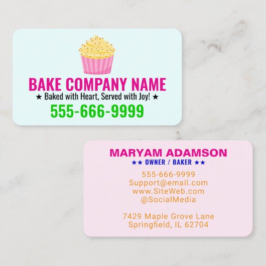 Cake Bakery Logo & Slogan | Professional Company 名刺 (正面/裏面)