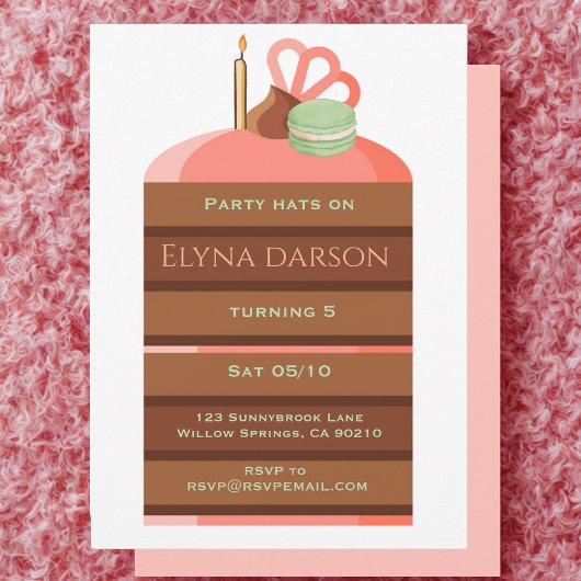 Cake Birthday girl Invitation 招待状