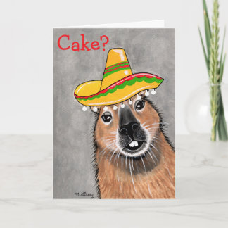 Cake? Capybara Birthday Celebration Greeting Card カード