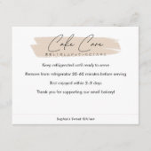 Cake Care Instructions Beige Minimalist Script サンキューカード (正面)