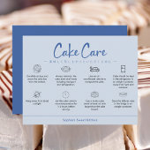 Cake Care Instructions Blue Minimalist サンキューカード