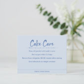 Cake Care Instructions Blue Simple Text サンキューカード (スタンド正面)