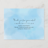 Cake Care Instructions Blue Simple Watercolor サンキューカード (裏面)