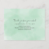 Cake Care Instructions Green Simple Watercolor サンキューカード (裏面)