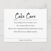 Cake Care Instructions Minimalist Text サンキューカード (正面)