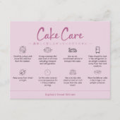 Cake Care Instructions Pink Minimalist サンキューカード (正面)
