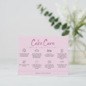 Cake Care Instructions Pink Minimalist サンキューカード (スタンド正面)