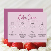 Cake Care Instructions Pink Minimalist サンキューカード