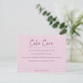 Cake Care Instructions Pink Simple Text サンキューカード (スタンド正面)