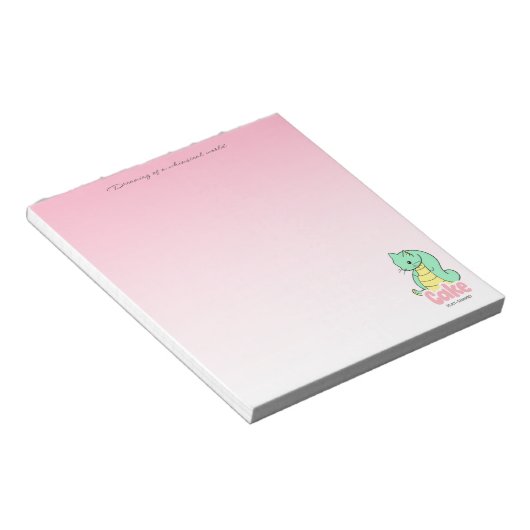 Cake (Cat + Snake) Pink Notepad ノートパッド (アングル)