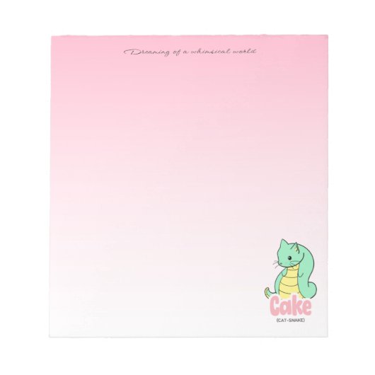 Cake (Cat + Snake) Pink Notepad ノートパッド (正面)
