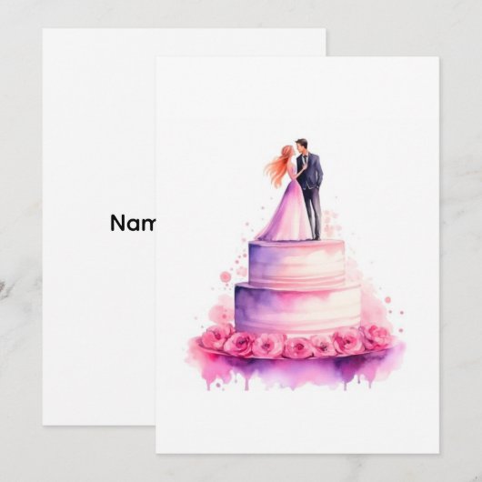  Cake Couple Invitation 招待状 (正面/裏面)