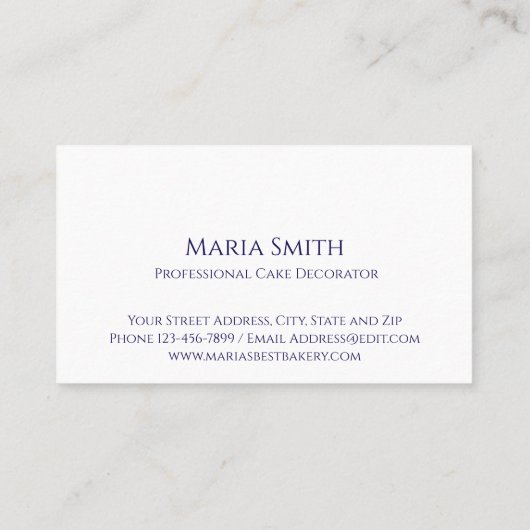 Cake Decorator Baker Bakery Business Card 名刺 (裏面)