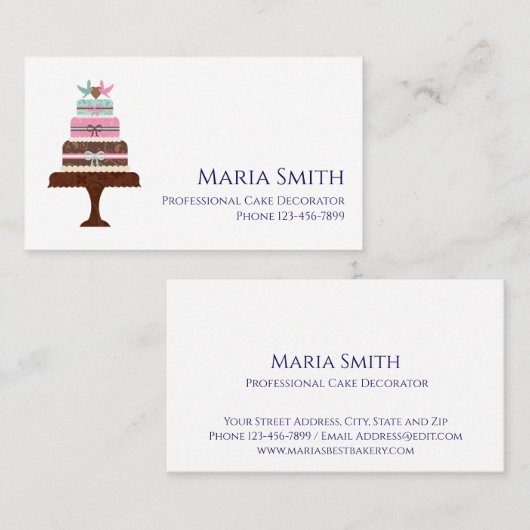 Cake Decorator Baker Bakery Business Card 名刺 (正面/裏面)