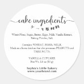Cake Ingredients Minimalist Bakery Packaging ラウンドシール (正面)