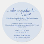 Cake Ingredients Minimalist Blue Bakery Packaging ラウンドシール (正面)